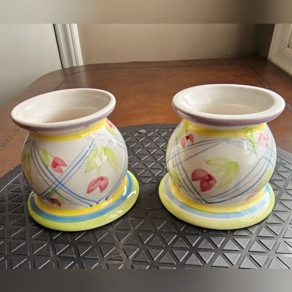 Pair VASE CANDLE JEWELRY Holder Flower Floral Cottagecore Pastel
